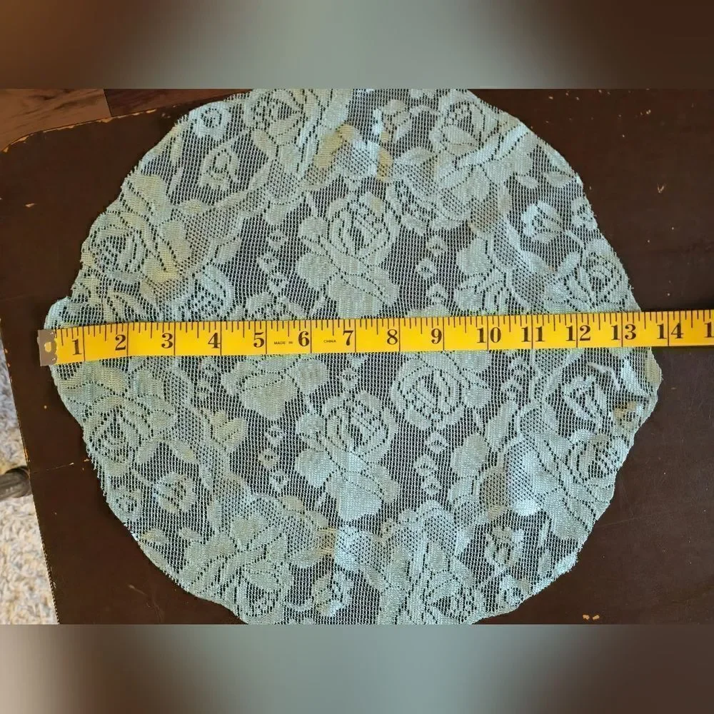 Vintage mint green circle lace doily set of 2